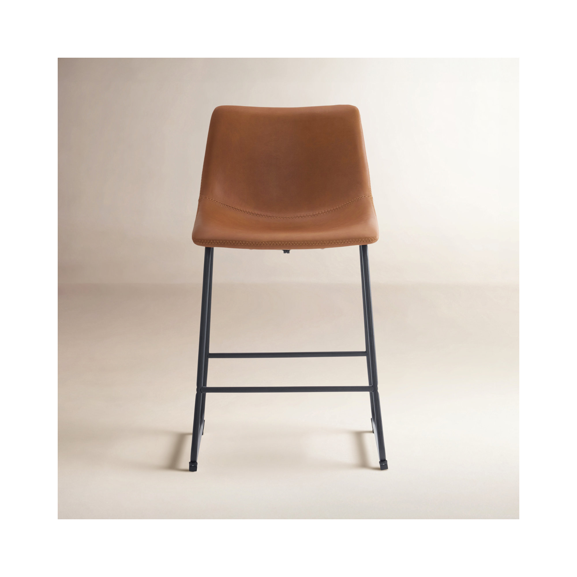 Anke Vegan Leather Armless (Set of 2), Brown, Counter Stool (24” Seat Height)