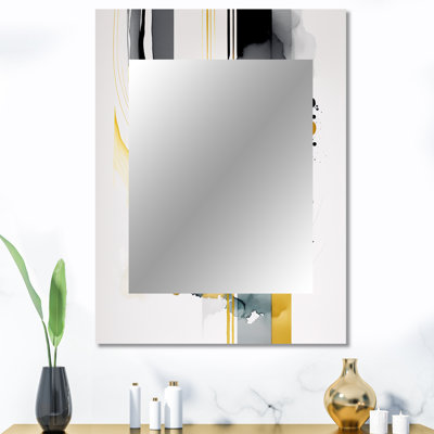 Abstrait transitionnel formes I - miroir mural formes abstraites, miroir décoratif blanc, art imprimé en métal