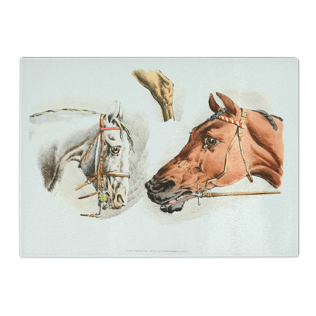 Tempered Glass Illustrations of Horses by Henry Alken Chopping Board