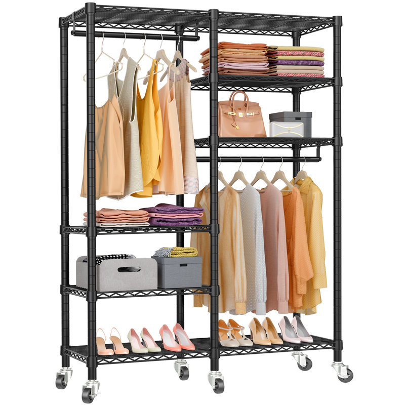44.9'' Metal Rolling Freestanding Garment Rack, Black