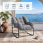 Fauteuil à bascule Papasan d'extérieur avec coussin moelleux, chaise berçante en osier en forme d'œuf pour terrasse, véranda, jardin, structure renforcée résistante aux intempéries