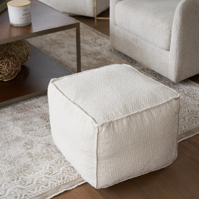 Beautiful Boucle Pouf Ottoman and Foot Rest