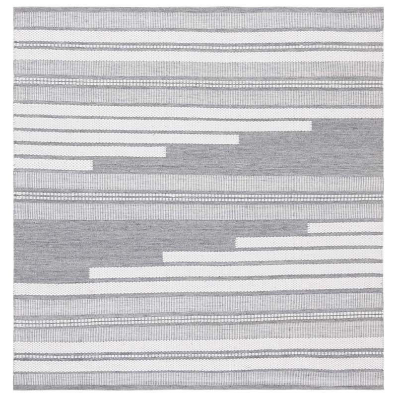 Kilim Hand Woven Performance Striped Rug, Square 6'