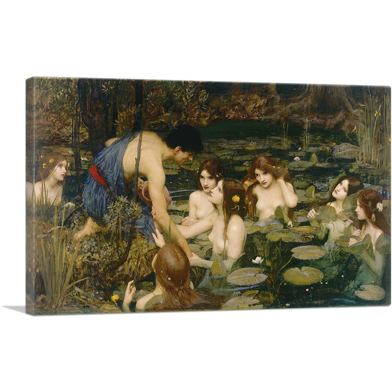 «Hylas and the Nymphs 1896» par John William Waterhouse, reproduction d'art sur toile tendue, H 12 po x l 18 po x 1,5 po