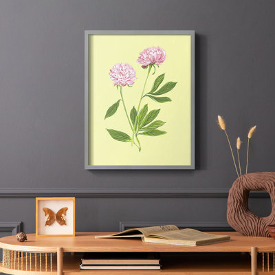 Pivoines en jaune II, reproduction encadrée - bois massif