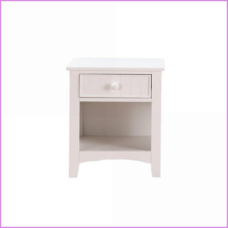 Ensemble de mobilier de chambre à coucher: lit simple + table de chevet + commode de style transitionnel blanc | Blanc | Contreplaqué