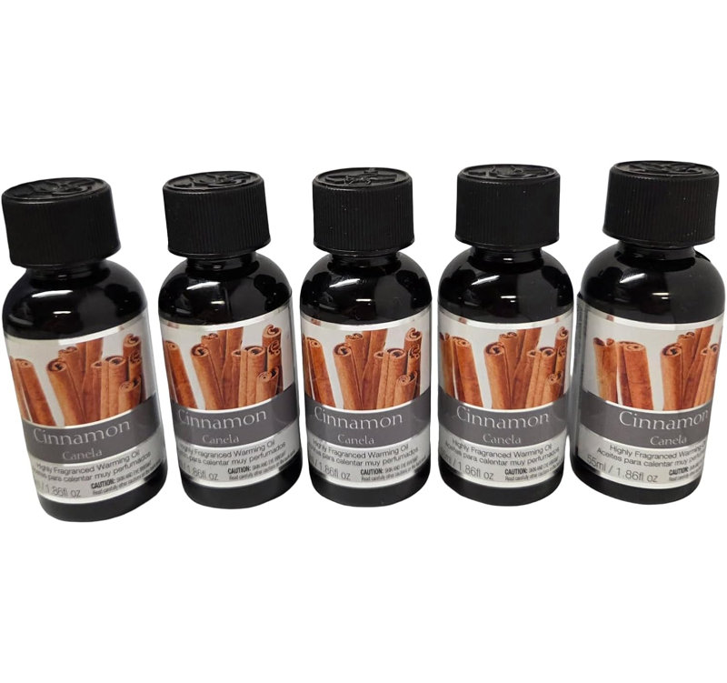 Ensemble de 5 huiles chauffantes parfumées à la cannelle, 55 ml chacune, Hosley pour la décoration intérieure et la décoration de chambre, cadeau idéal pour mariage et spa - bouteilles de 1,86 oz liq.