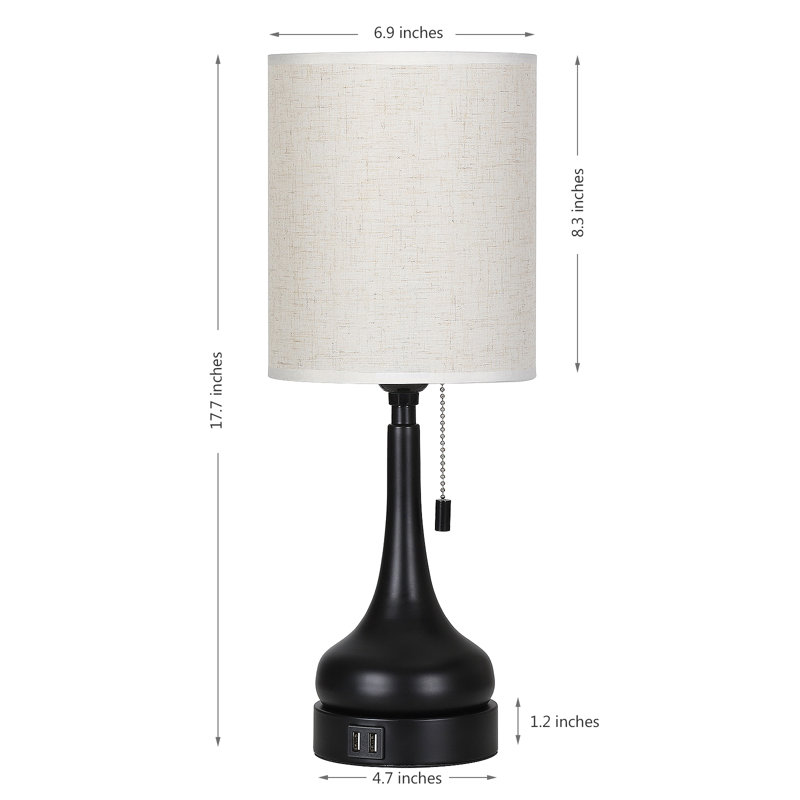Ensemble de 2 lampes de table avec 2 ports de charge USB, lampes de chevet avec abat-jour attentionné pour la chambre à coucher, le salon, la chambre et la salle d'étude