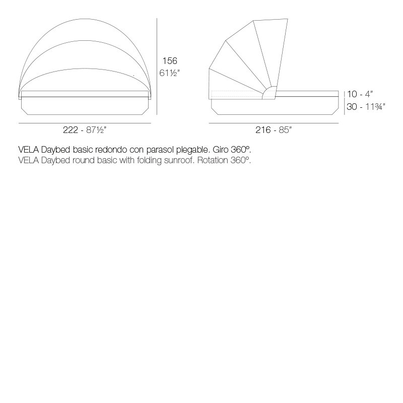 Vela - Lit de jour de base avec auvent pliable - 87,5 po x 85 po - Basic, Blanc