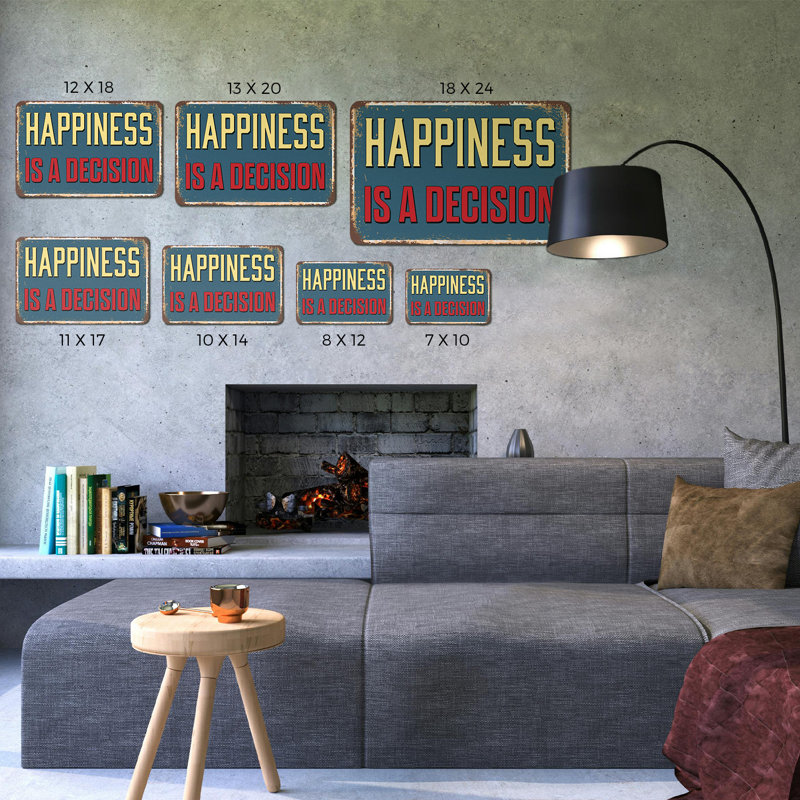 Happiness Is A Decision 18 Inch x 24 Inch Novelty Aluminum Sign