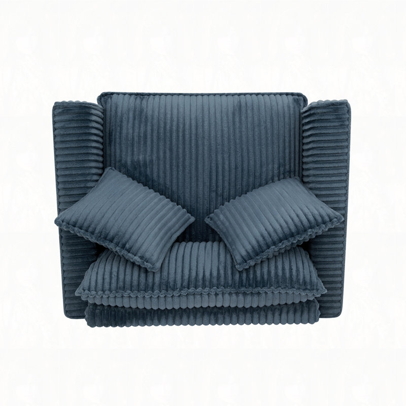 46" W Corduroy Armchair, Blue