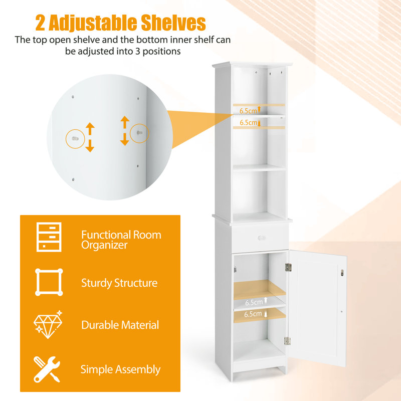 Alycea Freestanding Bathroom Cabinet and Linen Cabinet
