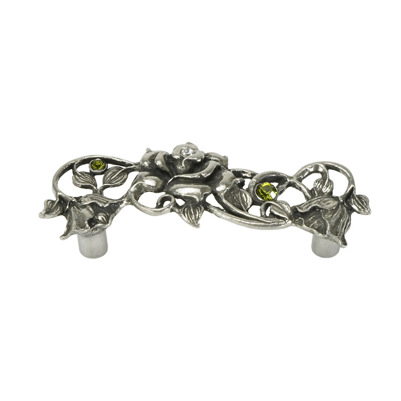 In The Garden Rose 3 inches center to center pull decorated with Swarovski Crystals   in Chalice