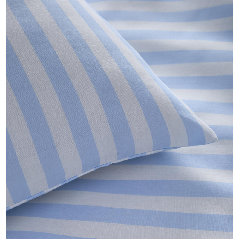 Cotton Blend Striped Duvet Cover Set, King, Blue