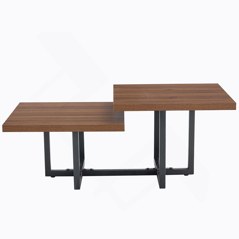 Perfectly Integrating Modern and Scandinavian Styles-Dark Walnut Double-Deck Coffee Table, Dimensions 47*23.5*18.