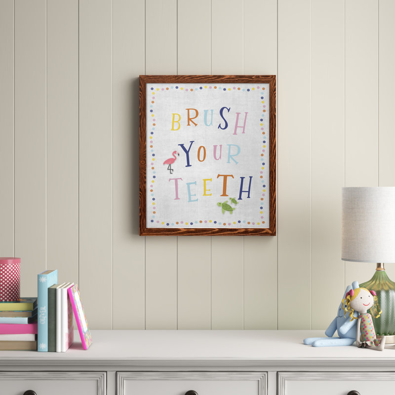 " Brush Your Teeth ", Maple Framed, 20" H x 17" W x 1" D