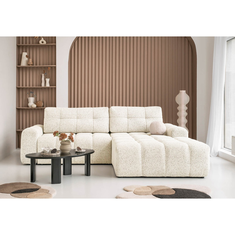 Sofa Bed, Beige, 94cm H x 268cm W x 184cm D, Right -sided