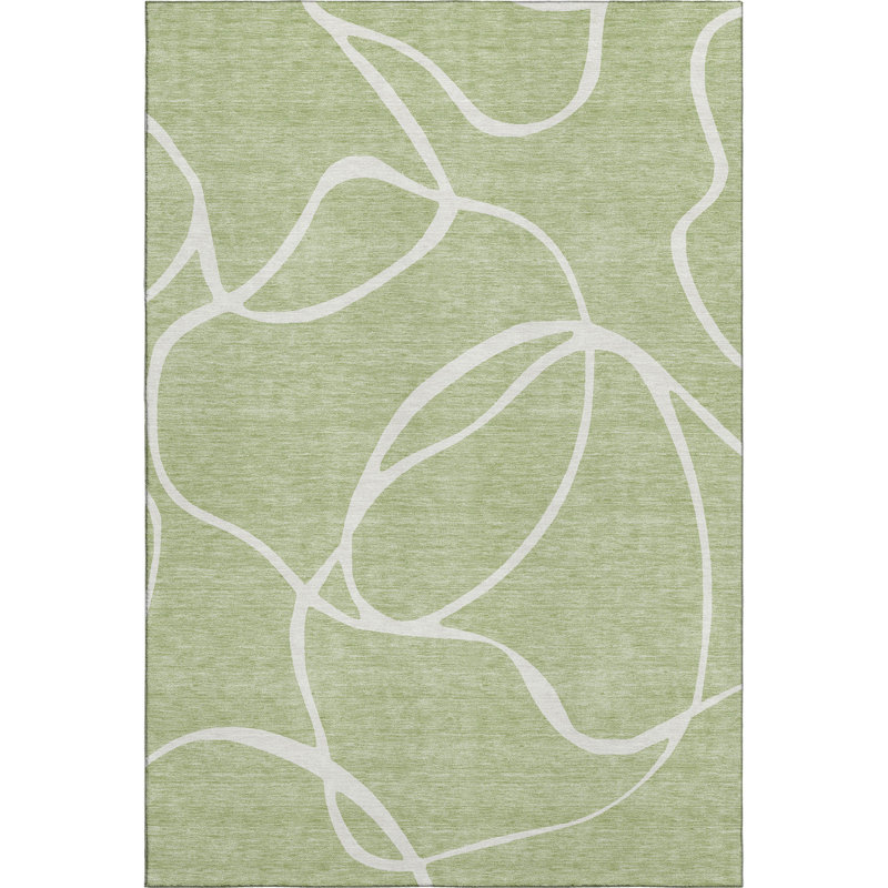 Premium Machine Washable Corum AMF999 Swirls Rug, Rectangle 3' x 5'