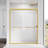 Adjustable Semi-Frameless Sliding Shower Glass Door, 44-48 In. W X 72 In. H, Clear Tempered Glass, Brushed Gold Stainless Steel Handles | Gift Idea-124319188