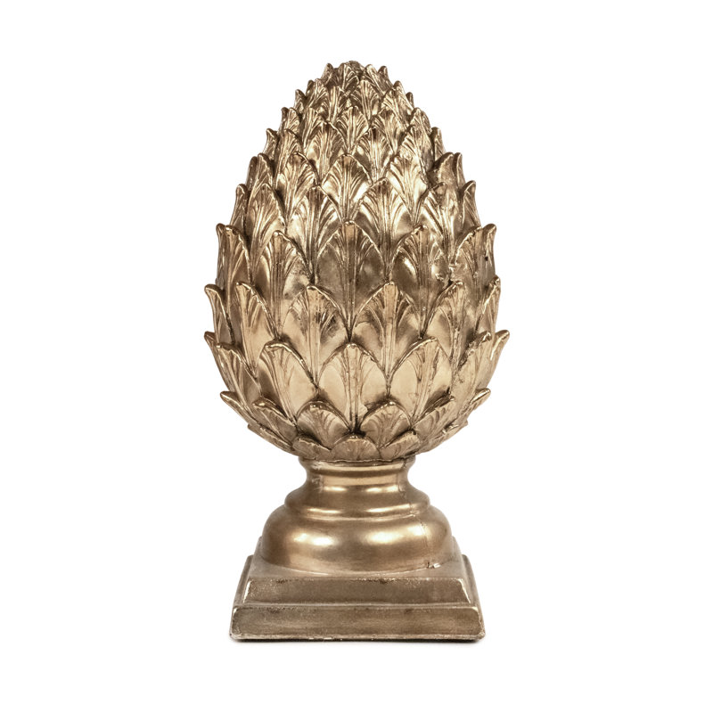 Fleuron artichaut doré, H 11,5 po x l 6,5 po x P 6,5 po