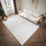 Tapis décoratif en similicuir ivoire à chevrons 1 pi 8 po x 2 pi 6 po Mosaic