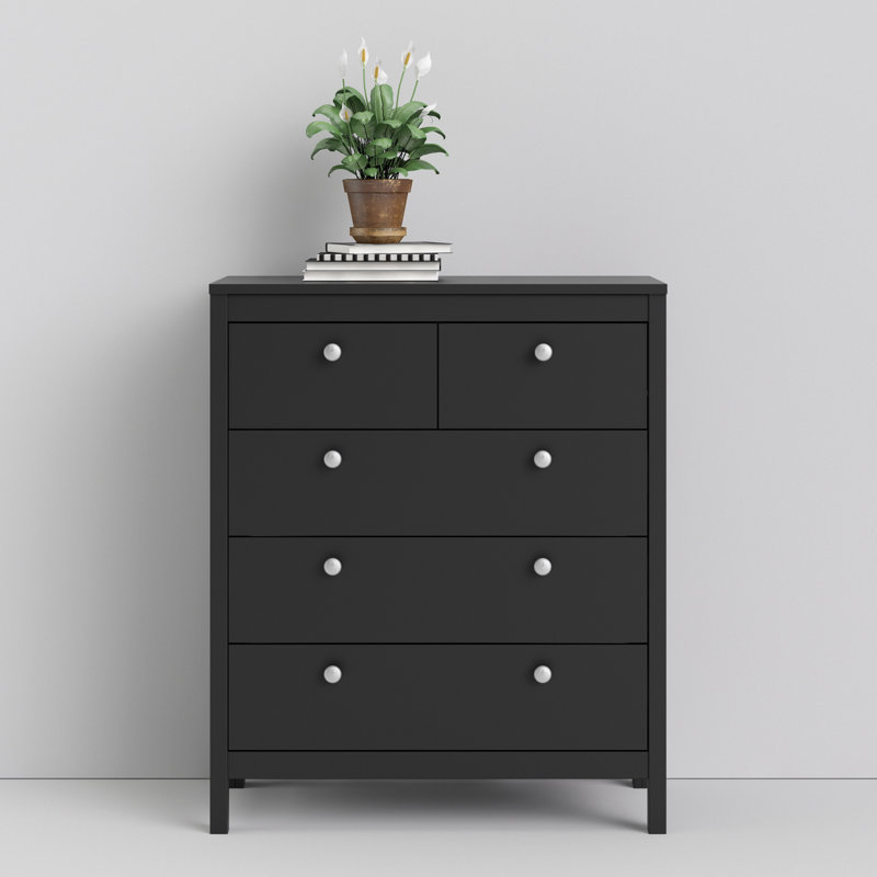 Cynsere 82.1cm W 5 - Drawer Chest of Drawers, Black