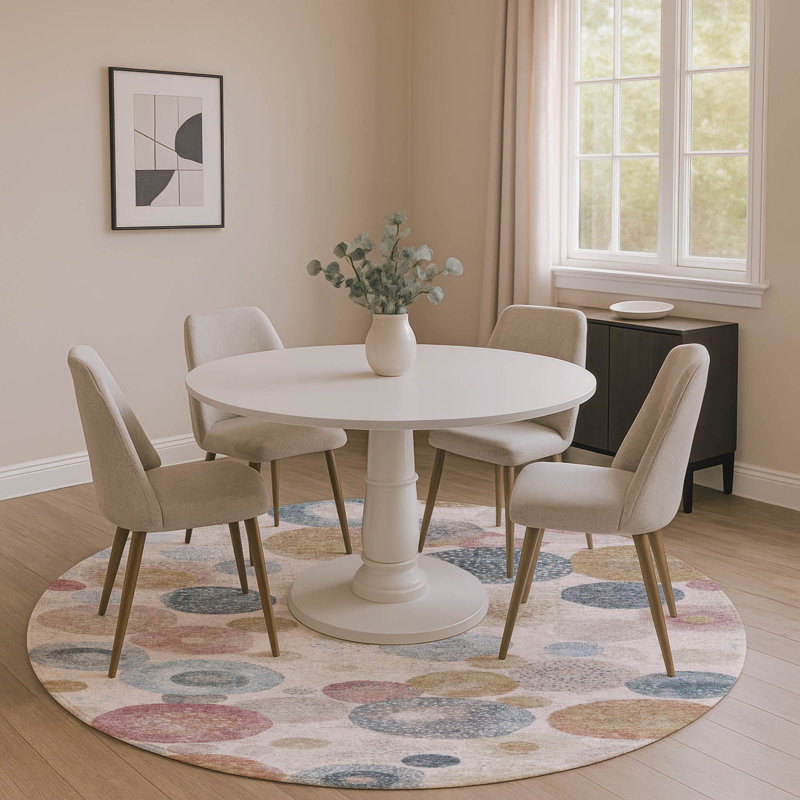Premium Machine Washable Jakiyra AMF1896 Geometric Rug, Round 8'