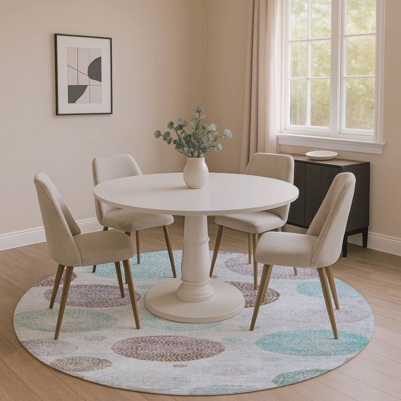 Premium Machine Washable Farolt AMF1897 Geometric Rug, Round 8'