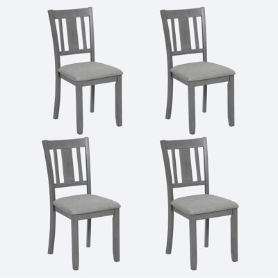 Dining Chairs Only, Wooden Dining Chairs Set Of 4, Kitchen Chair With Padded Seat, Upholstered Side Chair For Dining Room, Living Room, Gray