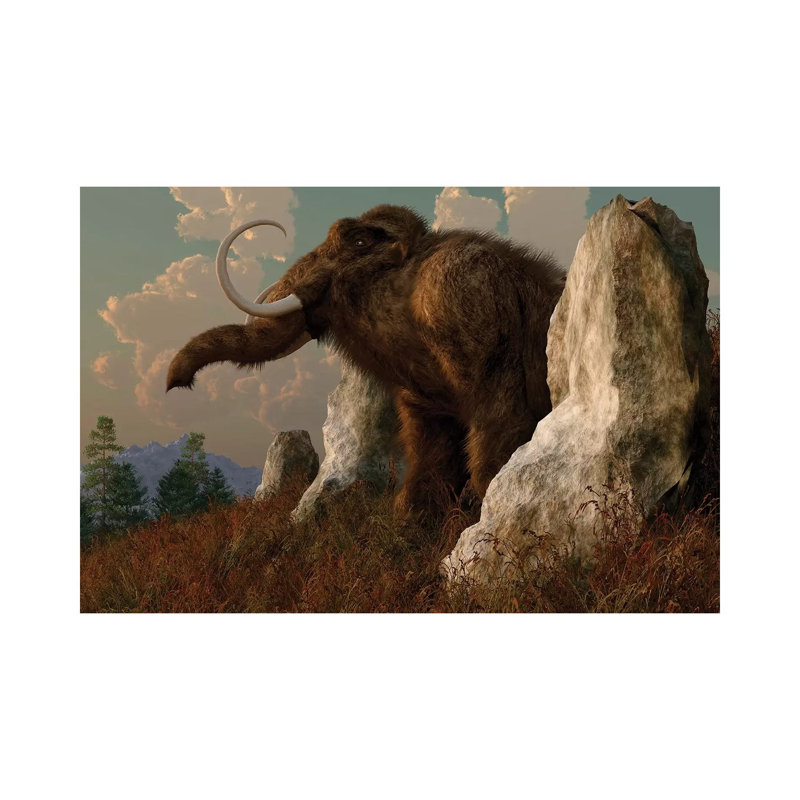 A Mammoth Standing Among Stones On A Hillside by Daniel Eskridge - Wrapped Canvas Painting, 20.32cm H x 30.48cm W x 1.905cm D