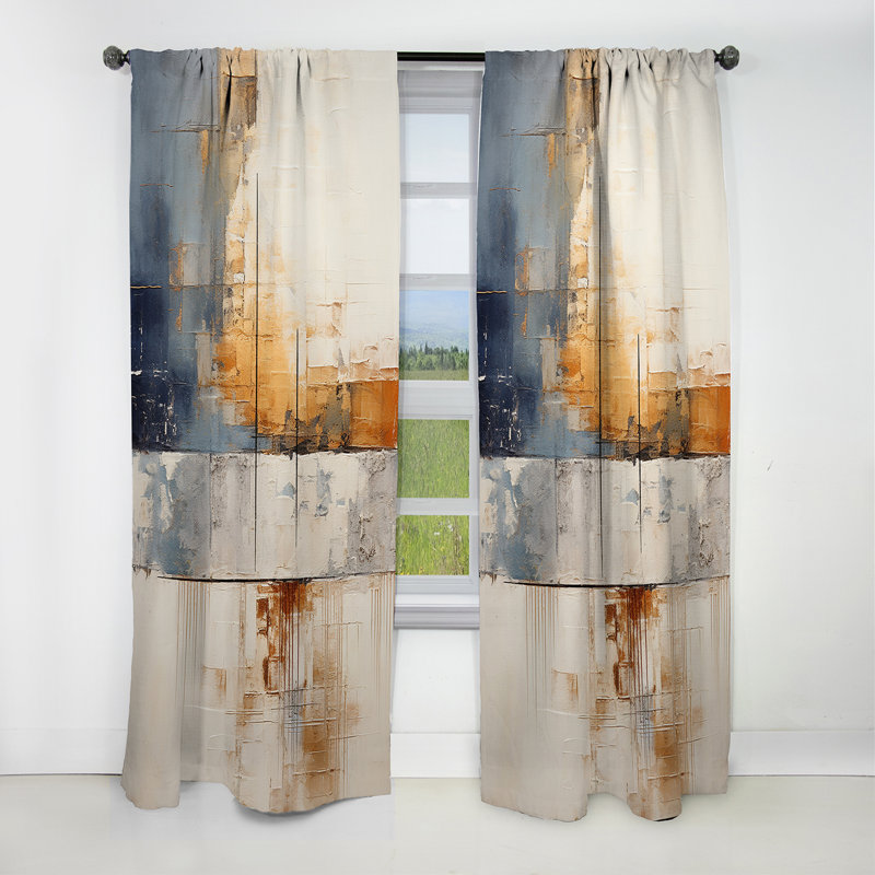 Wemple - Collages Abstract Blackout Curtain - 1 Panels, 52" W x 120" L