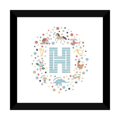 Lettre illustrée H bleue - impression