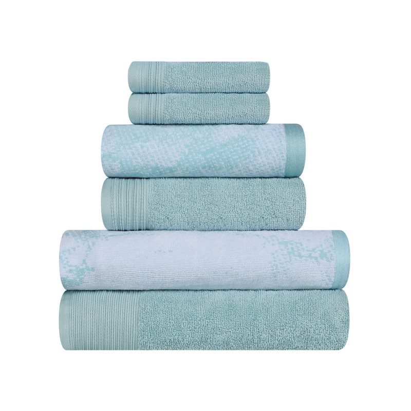 Ensemble de serviettes 6 pièces Kreager 500 g / m² 100% coton à séchage rapide, Cyan