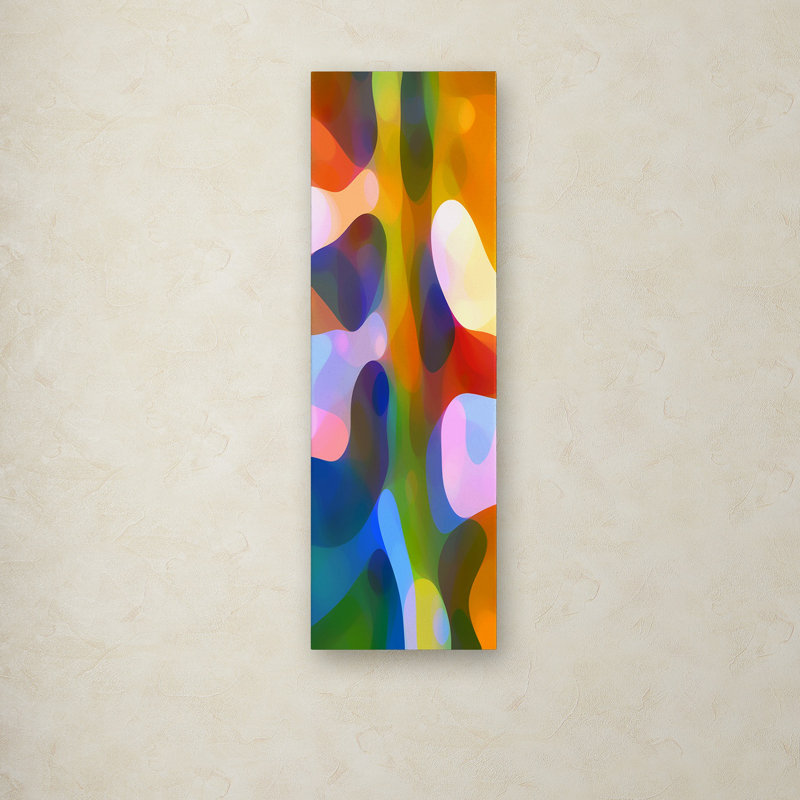 Colorful Abstract Vertical Canvas Art with Wood Frame