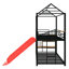 Un lit superposé simple en métal avec glissade et escalier de rangement-283989808