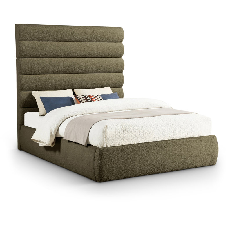 Lit en tissu Adam Boucle, Grand, Tissu bouclé olive