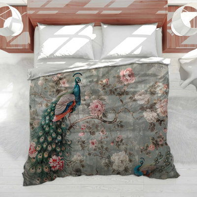 Peacock Bird Cotton Blend Comforter