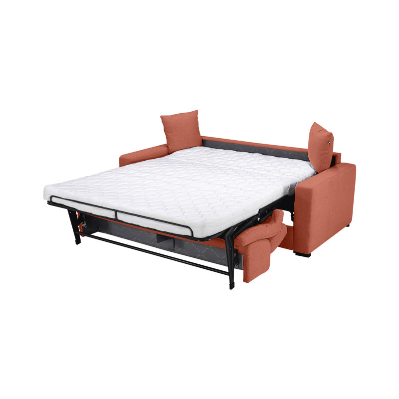 Bellinda Italian 81" Modern Stain and Abrasion Resistant Performance Fabric Queen Size Sleeper Square Arm Sofa Bed with Adjustable Headrests