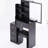 Black Vanity For Restricted Areas With Cushioned Stool, Large Sliding Mirror, Multi-layer Storage Options Cabinet Stool & Small Bedrooms, Black, , , Ul Listed Design-920494036
