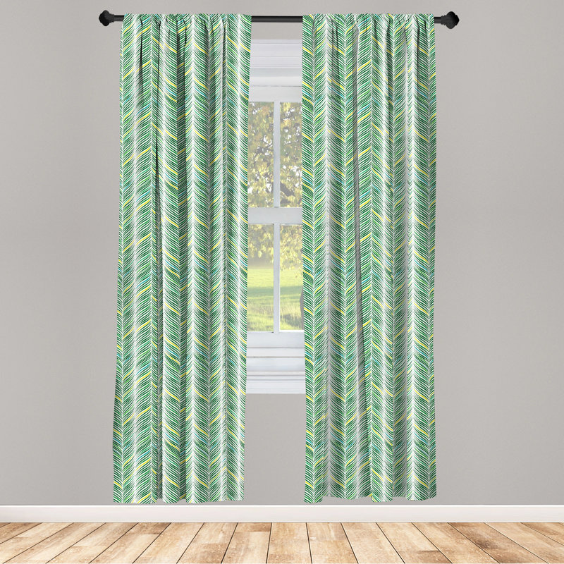 Jungle Leaves Semi-Sheer Rod Pocket Curtain Panels, 28" x 84"