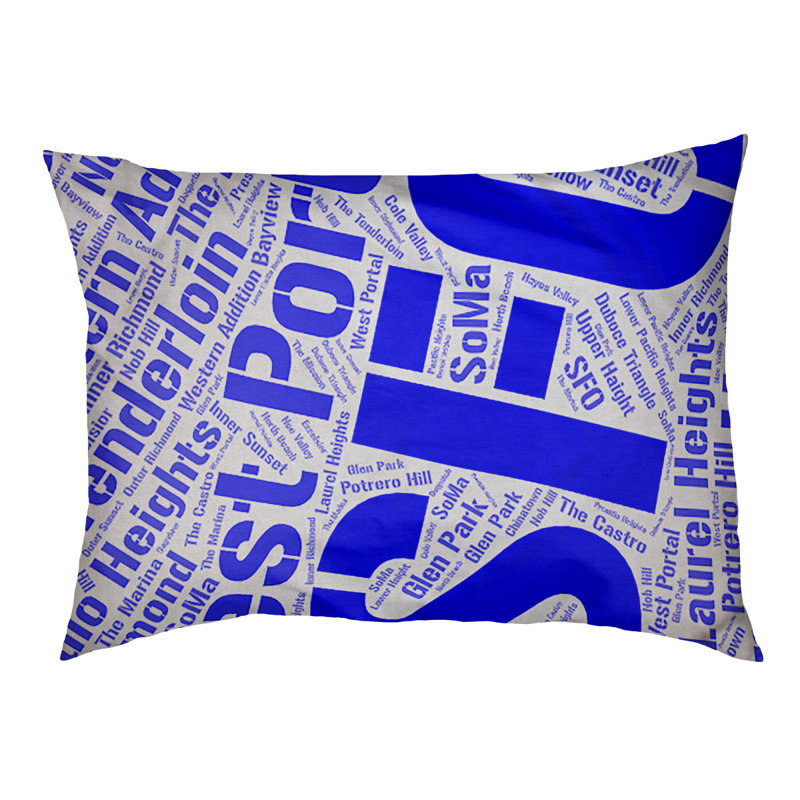 Coussin de chien « districts », Moyen (H 9,5 po x l 28 po x P 18 po), Boston, Bleu