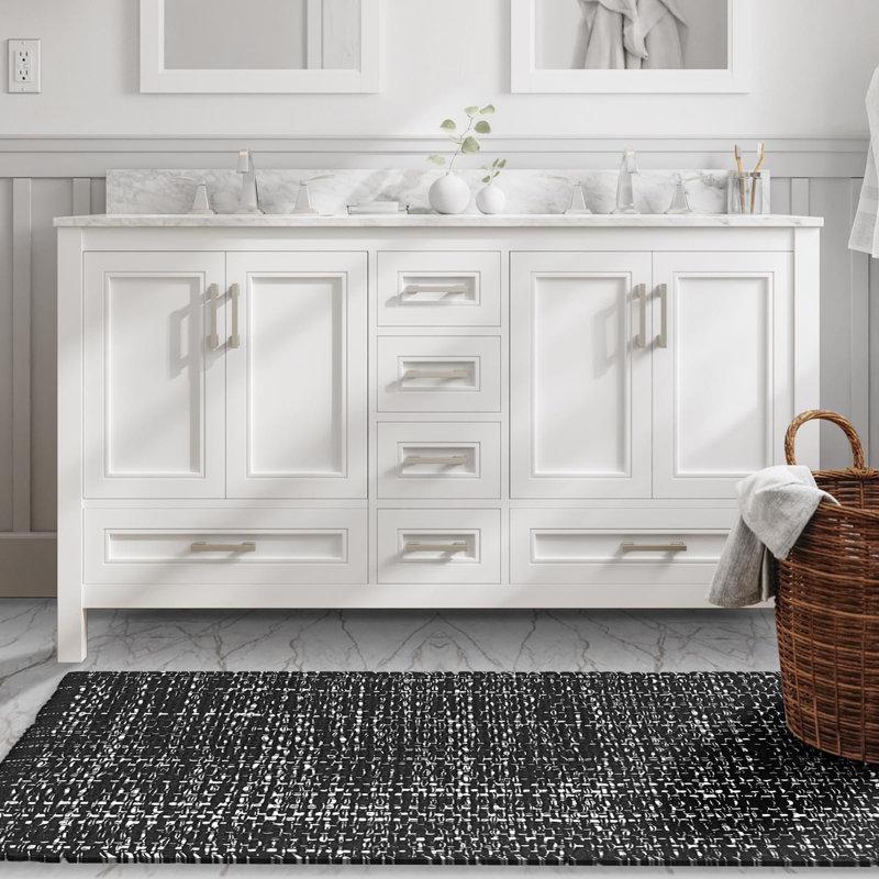 TAPIS DE GAUFRE, L 60 po x l 24 po , Noir / blanc