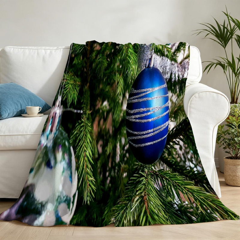 Jeté en flanelle dorée ultra douce, jouet de Noël imprimé sur un côté, Throw 50" x 60"