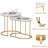 Golden Marble Pattern Nesting Tables - Set Of 2 Stacking Side Tables For Living Room, Balcony, And Office Decor, Golden