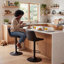 Modern Height Adjustable Swivel Bar Stools Upholstered Leather Barstool Kitchen Island Chairs with Metal Frame-1092616532