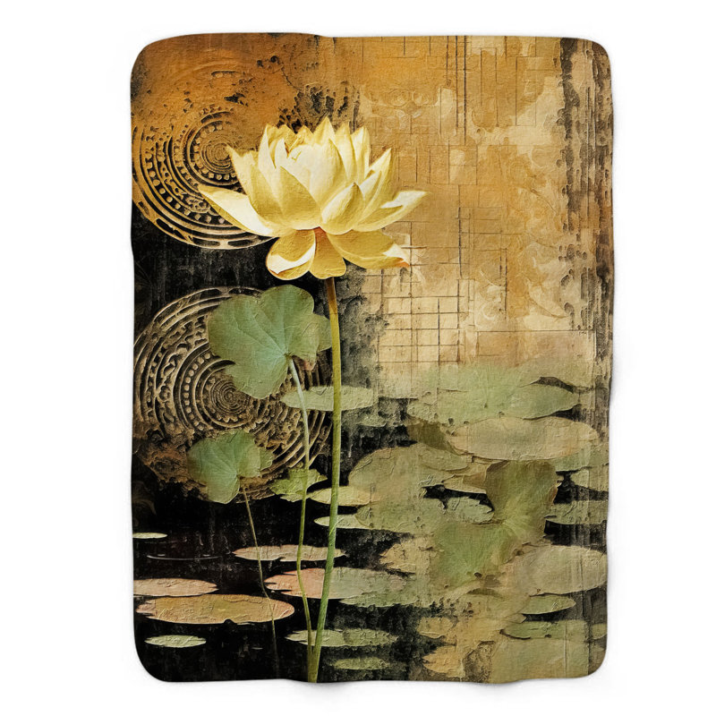 Jeté Lotus Grunge - 1 pièce de qualité supérieure Sherpa, L 60 po x L 80 po