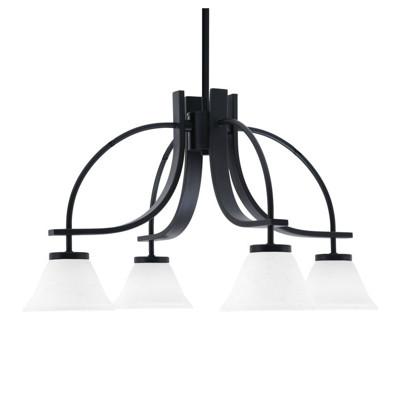 Lustre avec lumière Cavella, H 13,75 po x l 26,25 po x P 26,25 po, 4, Noir mat