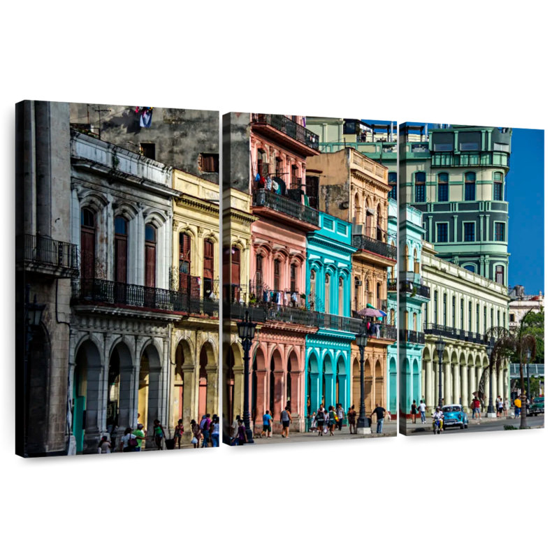 Sebbie Colorful Cuban Houses, 42" H x 65" W