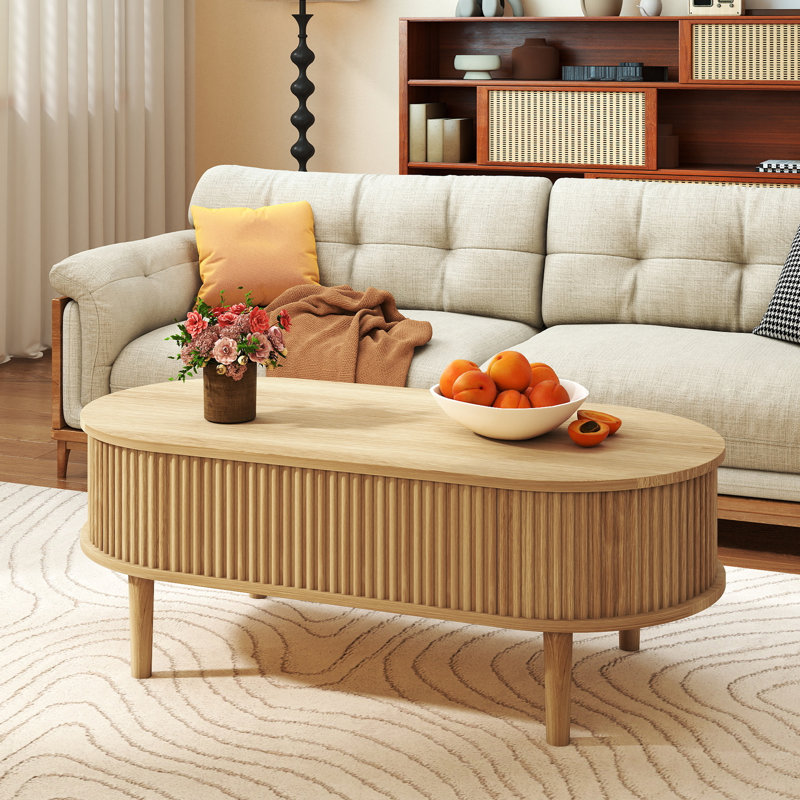 39" Fluted Lift Top Coffee Table, Natural