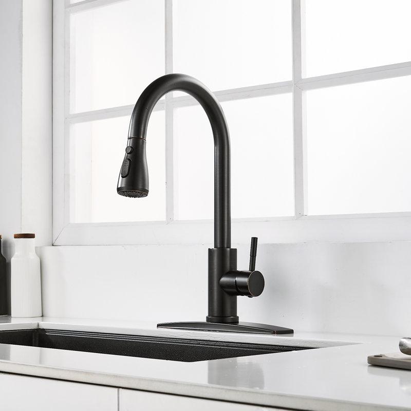 Pull Down Spray Single Lever Kitchen Tap, Oil-Rubbed Bronze